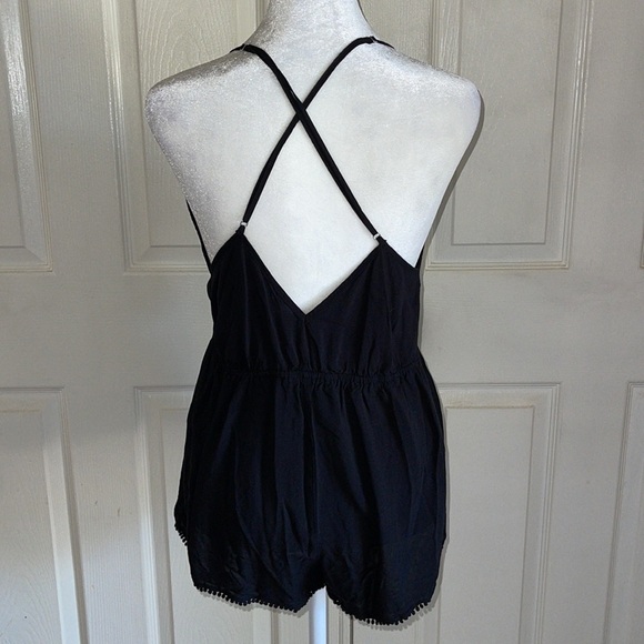 Victoria’s Secret Black Surplice Top Semi Sheer Romper - Picture 2 of 8